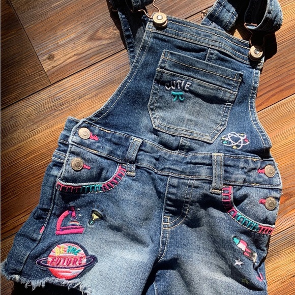 Embroidered Denim Kids Overalls Jordache Size XS 4/5 - Picture 2 of 7